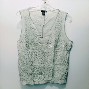 Lovely Sparkly H&M Sleeveless Top 100% Cotton Sequin Detailing Lightweight Soft